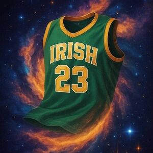 LeBron James High School Green and Yellow Irish Basketball Jersey
